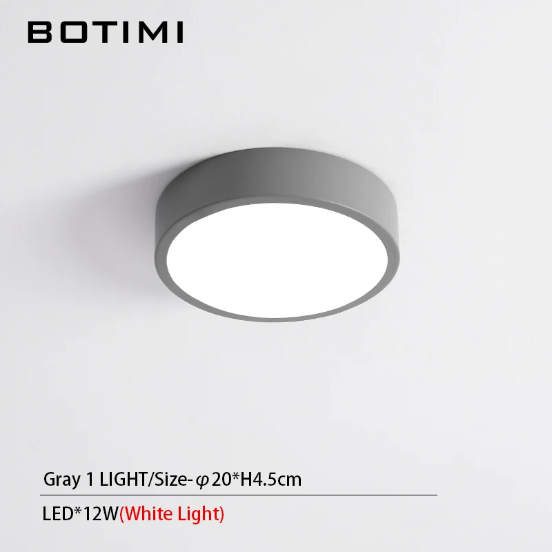 1 Light-Gray-WL BOTIMI 220V светодиодный потолочный светильник s с круглым металлическим абажуром для гостиной современный поверхностный потолочный светильник Деревянный светильник для спальни - Цвет корпуса: 1 Light-Gray-WL