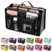 tote cosmetic bag for women double zipper makeup bag toiletries grooming kit large nylon travel insert organizer handbag purse