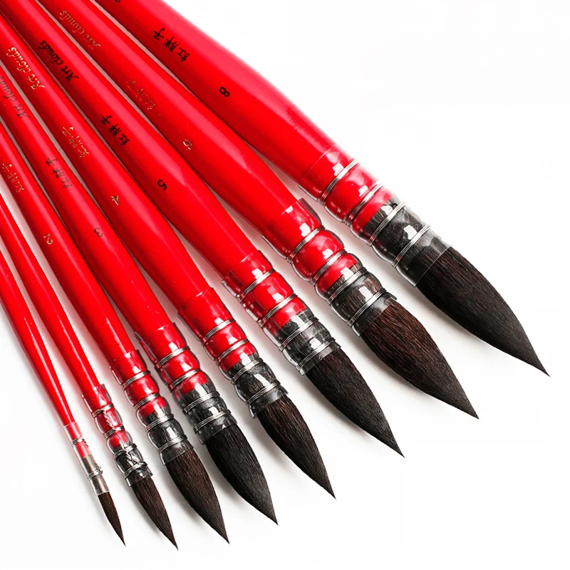 

Professional Watercolor Paint Brush Handmade Squirrel Nylon Hair Pointed Painting Brush Set for Watercolor Painting Art Supplies
