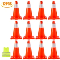 vevor 12 20 pack 18 inch traffic cones pvc base orange warning roads construction with reflective collar for safety road parking