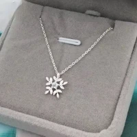 france new style silver color aaa zirconia women snowflake necklaces fashion charm women eternal wedding engagement jewelry