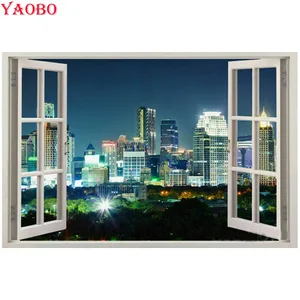Diy diamond painting City view outside the window landscape picture rhinestones embroidery full square round diamond mosaic kit