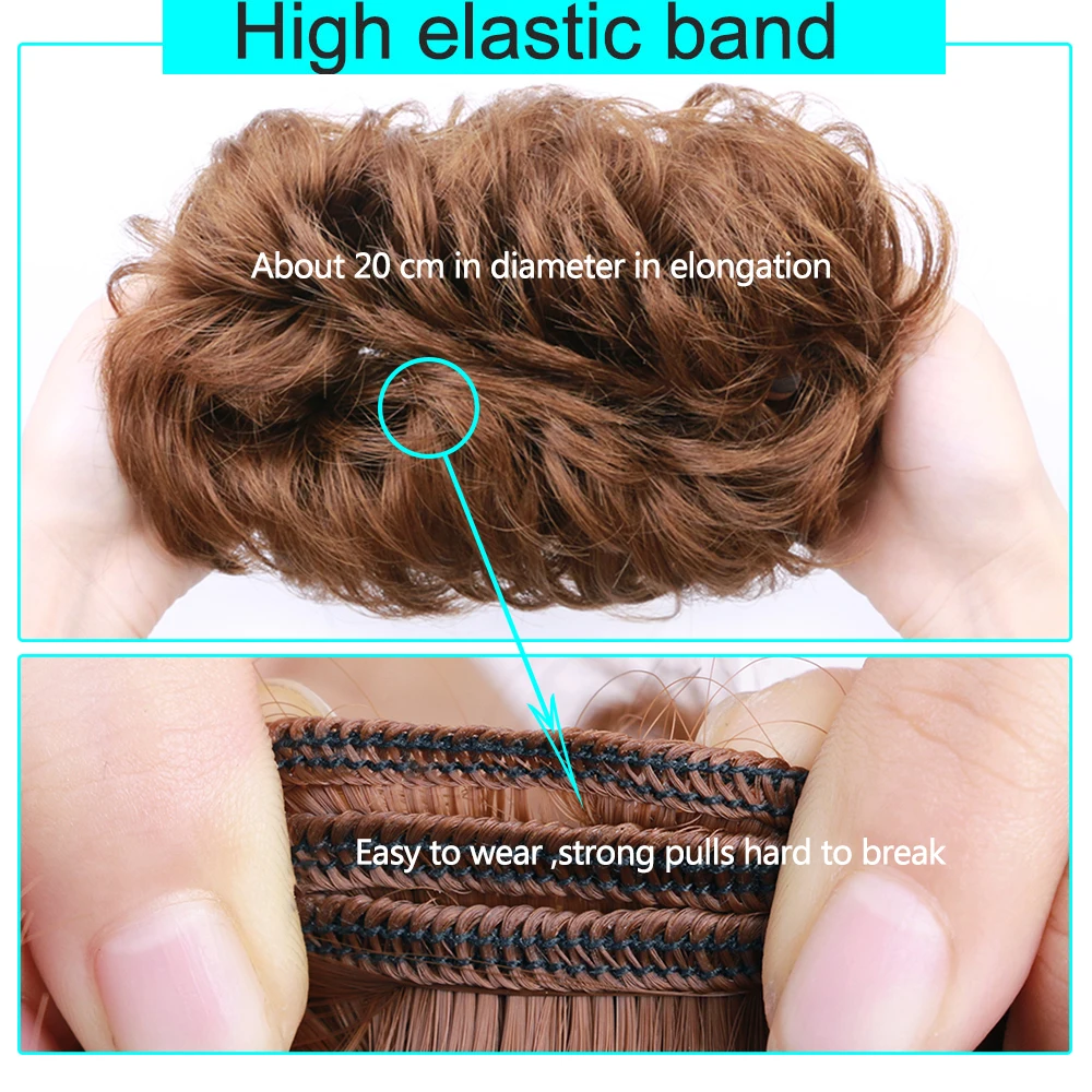 Грязные волосы пучок резинки накладные синтетический парик кольцо обертывание