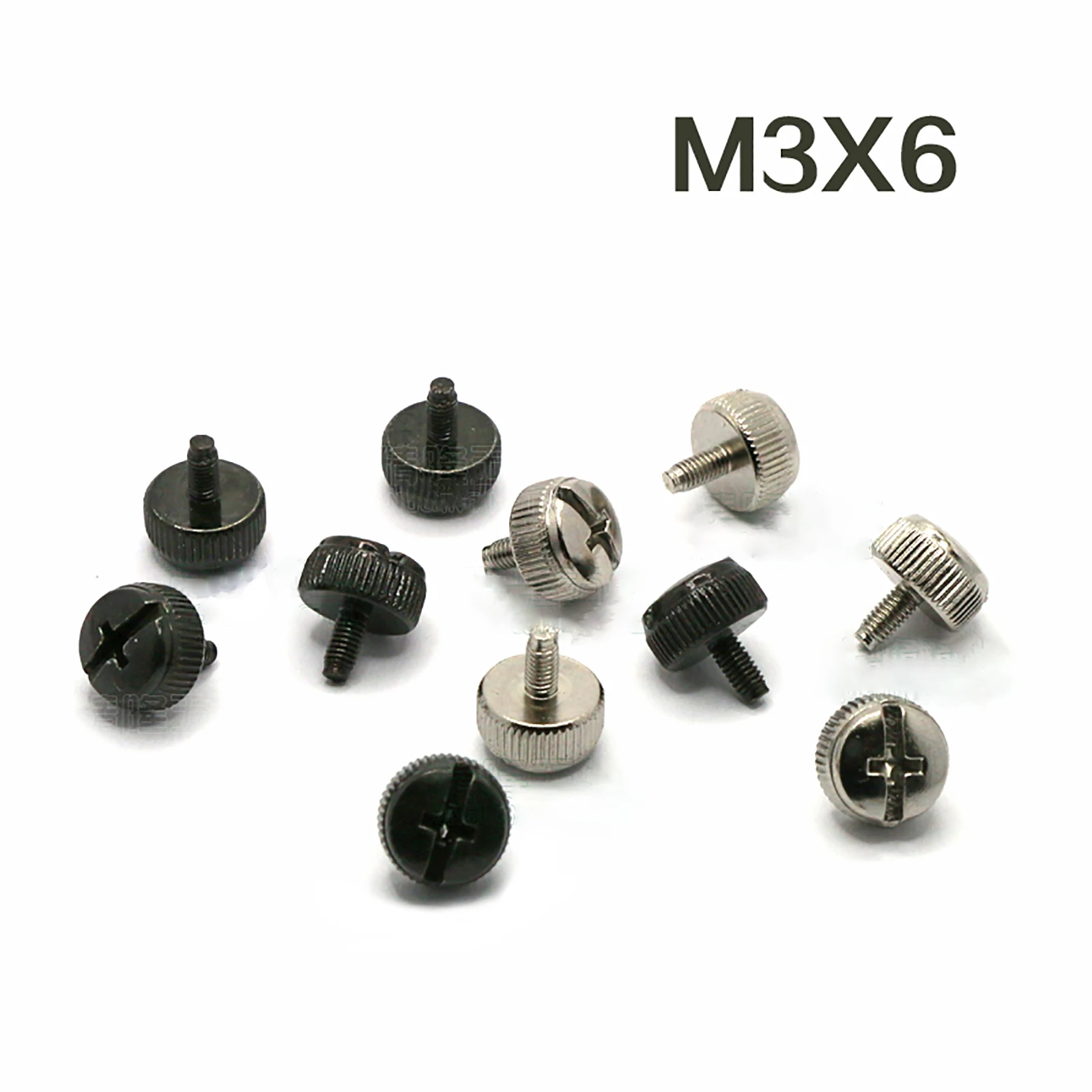 

10Pcs M3*6 Handle Twist knurled Adjust Screws Phillips Thumb Hand Screws Nickel/Black Zinc Plated