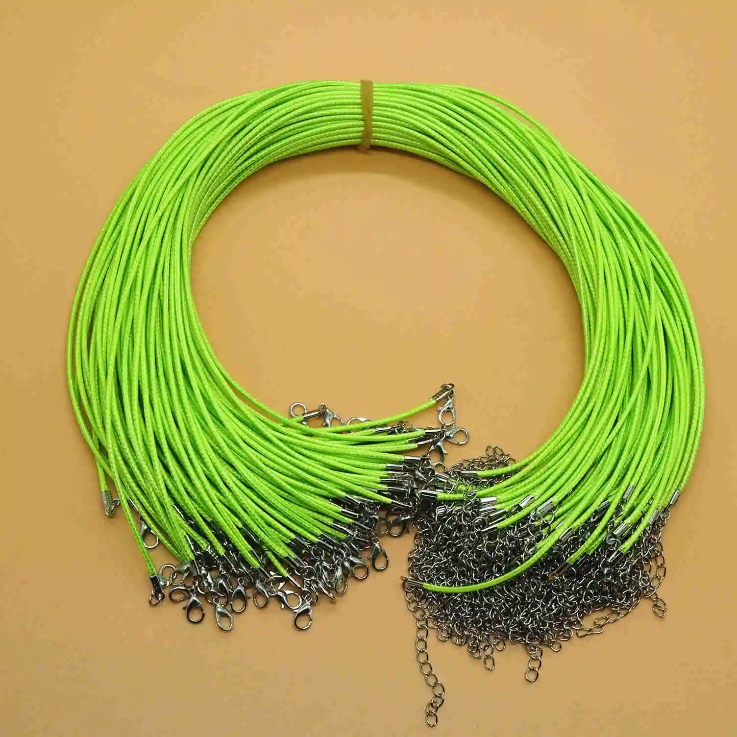 light green 10 шт. 1,5-2 мм Ручная работа Регулируемая черная кожаная застежка-краб веревка с крючком цепочка плетеная веревка фурнитура для браслетов и подвесок - Цвет: light green