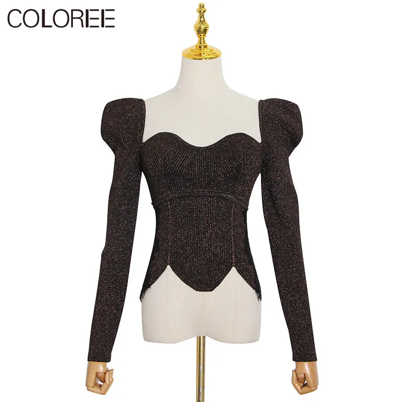 

Runway Designers Lace Patchwork Tops Women 2020 Autumn Winter Vintage Long Sleeve Knitted Sweater Women pull femme