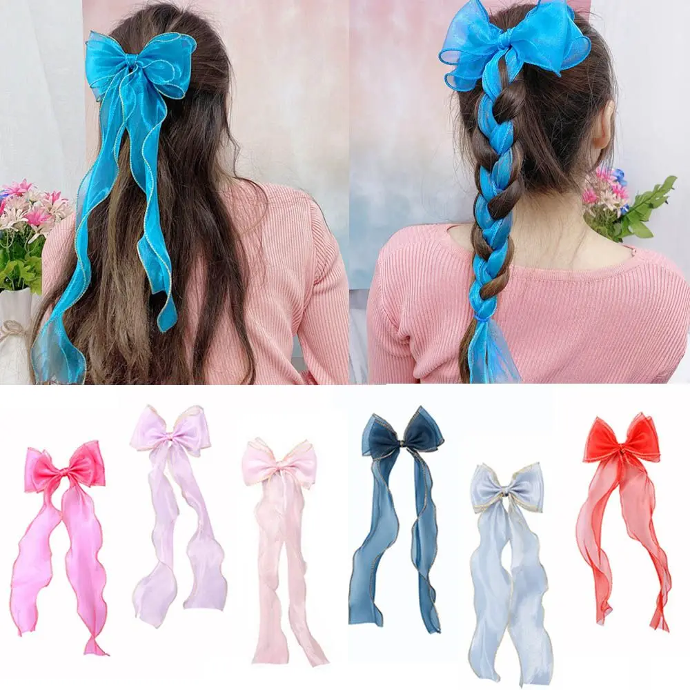 

Organza Cute Long Ribbons Headdress Hair Styling Butterfly Knot Hair Clip Bow Hairpins Bowknot Ribbon Hairband