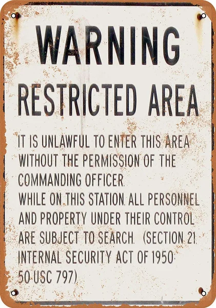 

X Metal Sign Warning Military Restricted Area Vintage Look
