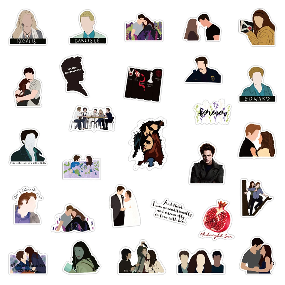 10/30/50PCS Classic Movie The Twilight Saga Stickers DIY Travel Skateboard Suitcase Luggage Laptop Cool Decals Sticker Kid Toys - купить по