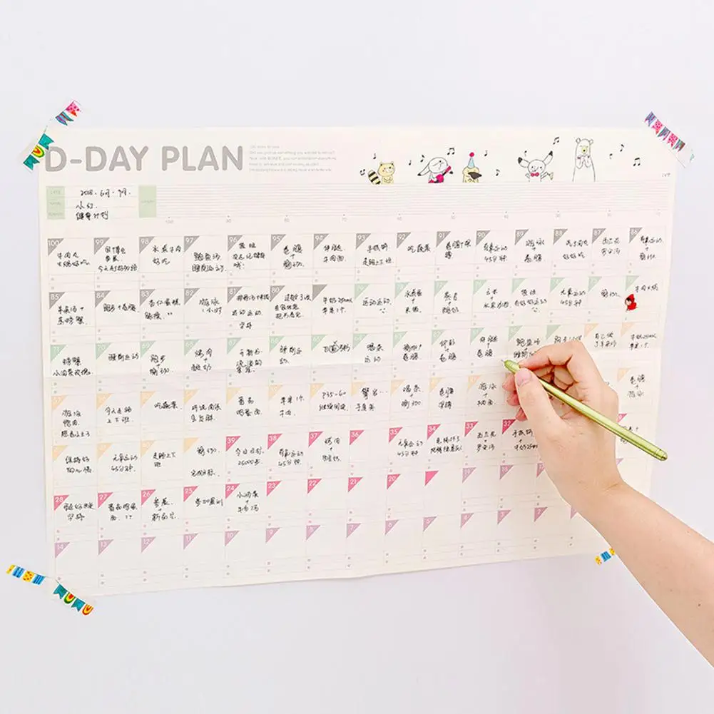 100Day Target Table Countdown Schedule Memo Pad Learning Planning Stickers Planner Cartoon Cute Office School Supplies 2020 | Канцтовары