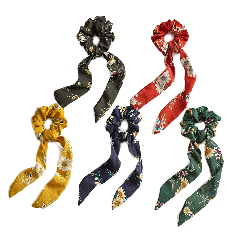 Винтажная резинка для волос с бантом шарф женщин эластичные резинки девочек