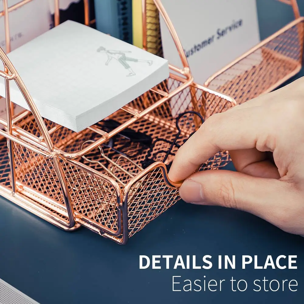 Настольный органайзер для книг Rose Золотой металлический сетчатый лоток