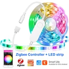 Умная Светодиодная лента 5 м, 12 В постоянного тока, RGB, CCT, RGBCW, регулятор яркости Zigbee, поддержка Smartthings, Mqtt, Alexa, Echo, Google Assistant, Tuya