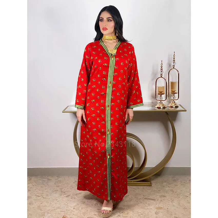 

Women Muslim Fashion Abaya Cardigan Robe Abaya Sexy Dubai Turkey Dress Eid Mubarak Arab Pakistan Prayer Garment Floral African