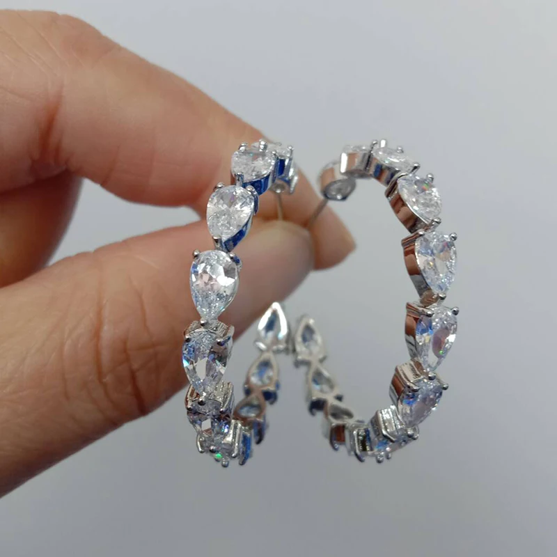 RAKOL Новые Подвески в форме капелек из кубического циркония серьги-кольца для