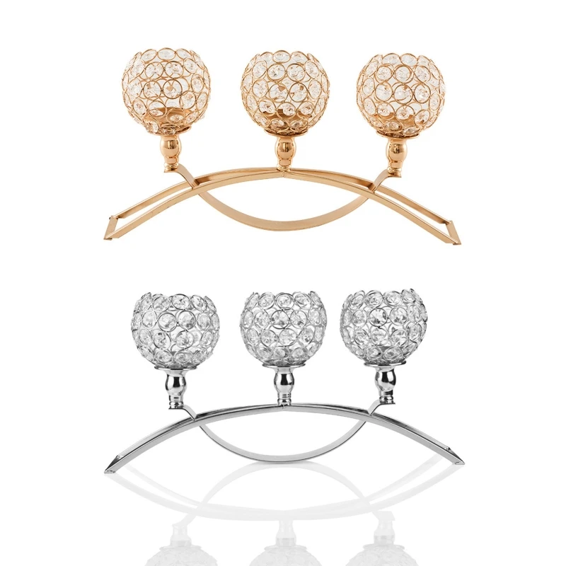 

3 Arms Crystal Candlestick Holders,Table Candelabras,Buffet Cabinet Candelabra Ornaments Table Centerpieces for Wedding