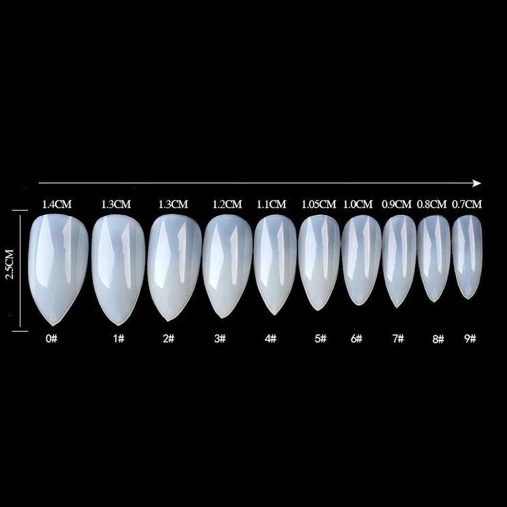600 шт. длинные острые накладные ногти натуральный цвет французские искусственные