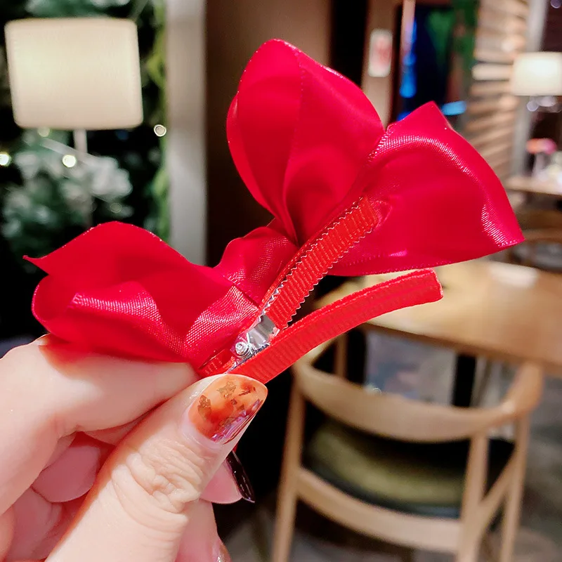 

5Pcs/Set Chinese style new year new bow plush hairpin female suit combination side clip girl