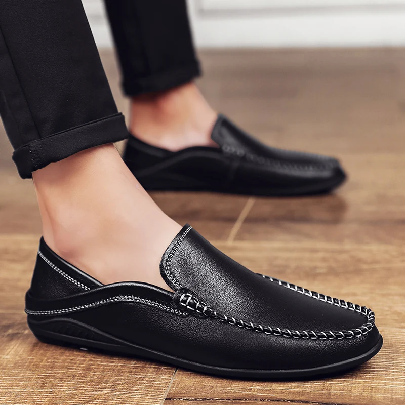 

Туфли мужские легкие дышащие, повседневные, без застежки, лоферы, плоская подошва, классические, для вождения