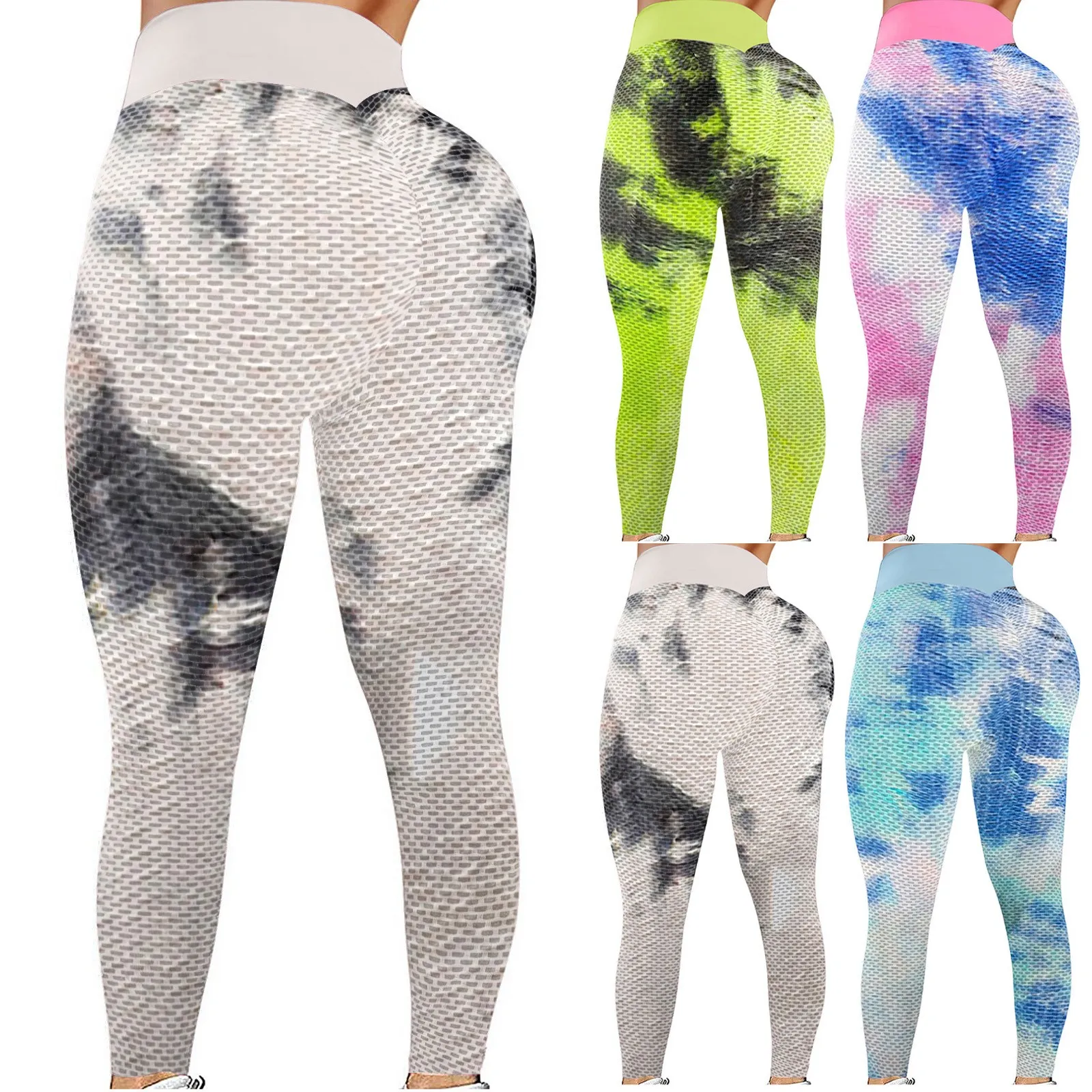 

Women's Tie dye High Waisted Yoga Fitness Leggings Running Gym Stretch Slimming Scrunch Booty Yoga Ruched Butt Lift Pants