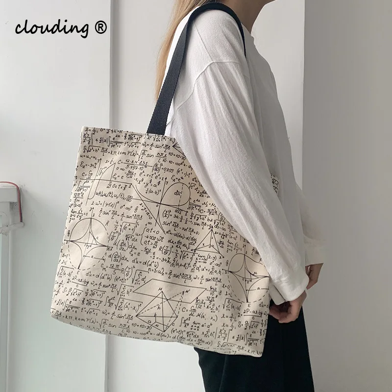 

Large Tote Shopper Bags for Women 2021 College Student Canvas Shoulder Book Bag Lady Handbags Cotton Cloth Shopping Bag Textbook