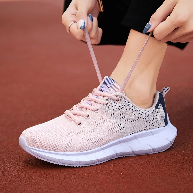 

2021 Summer Breathable Mesh Women Chunky Sneakers Running White Pink Running Sneakers Girls Retro Trendy Female Shoes