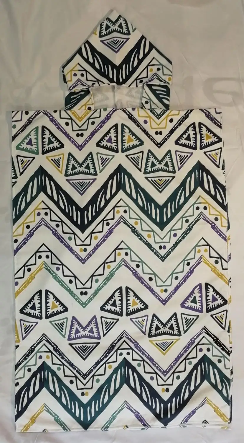 

Novelty Gift Bohemian Ethnic Geometric Zigzags Chevrons Diamonds Hooded Surf Pool Swim Bath Beach Poncho Towel Changing Robe