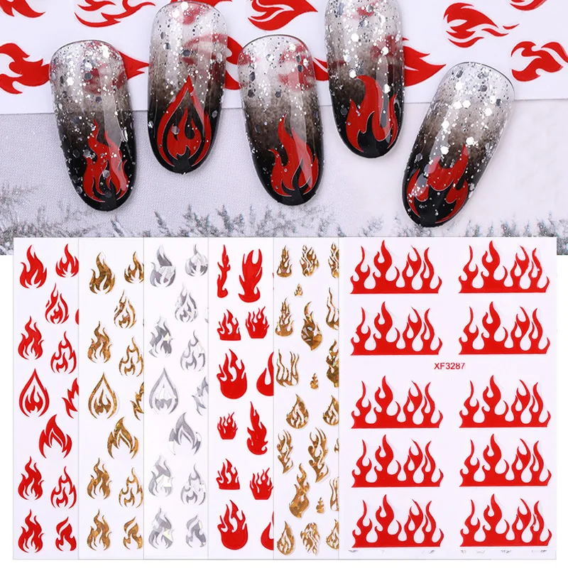 Красочные стикеры 3D на ногти Nail Art Переводные снежинки дизайн золото наклейка