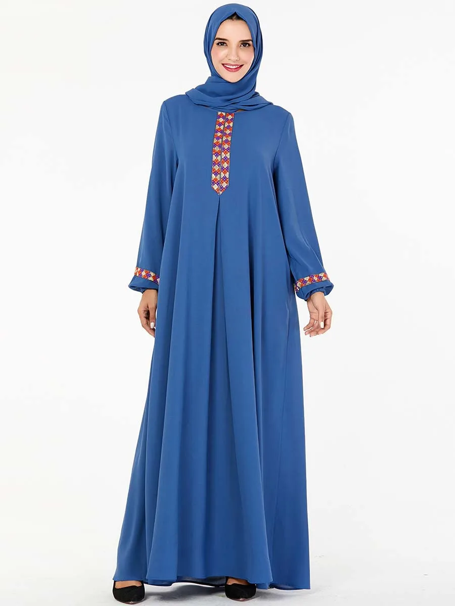 

Middle East Abaya Muslim Dress Women Elegant Embroidery Big Swing Turkish Caftan Hijab Dresses Islam Dubai Arab Islamic Clothing