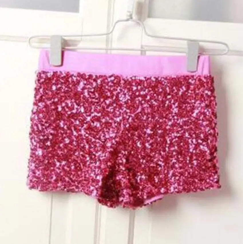 2017 Модные женские эластичные шорты с высокой талией и блестками серебристые