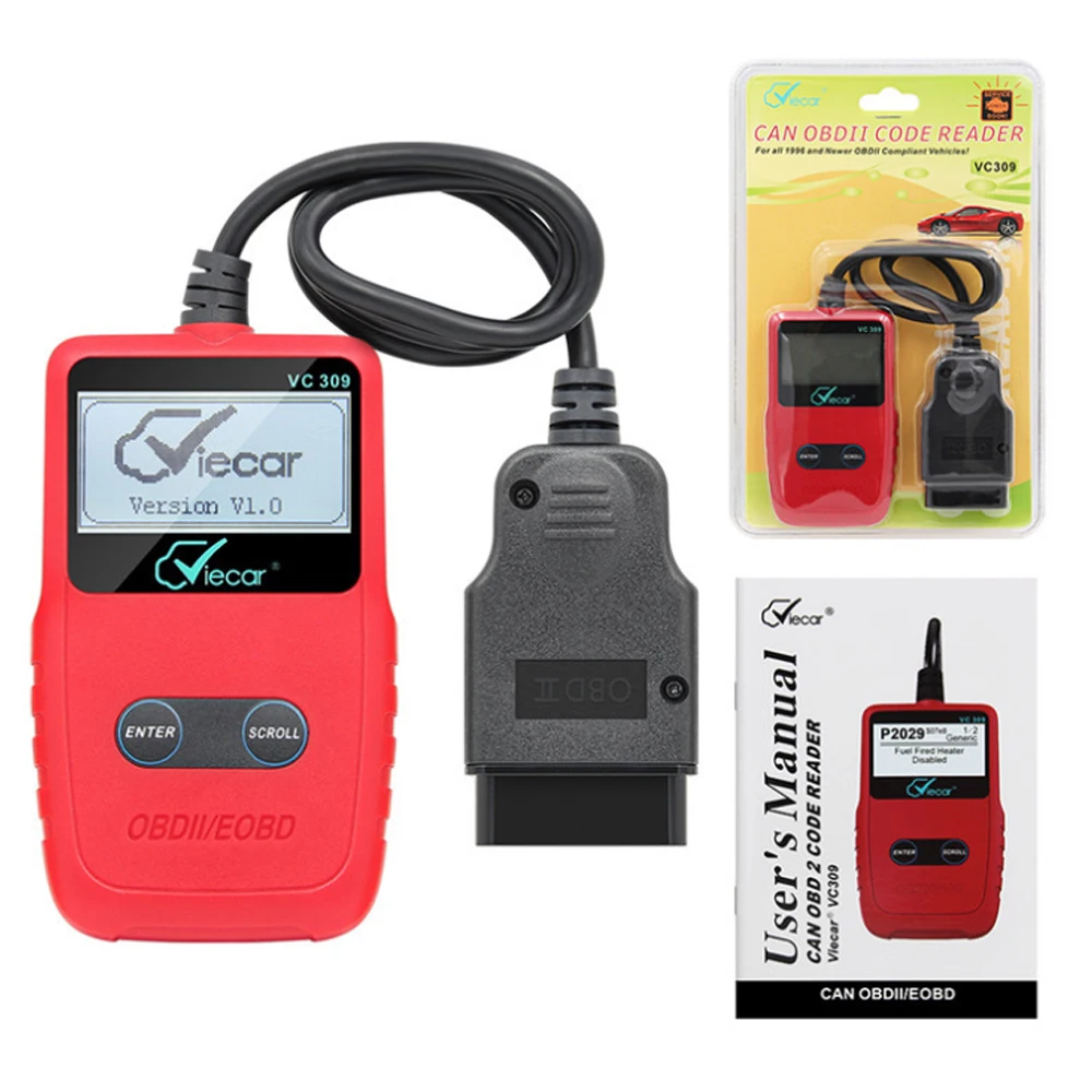 Диагностический инструмент VC309 OBDII диагностический сканер EOBD VC 309 OBD OBD2 Поддержка