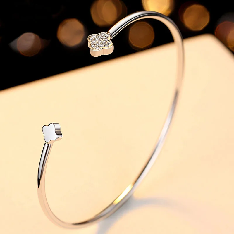 Ювелирный подарок для мамы Романтический браслет Клевер Счастливый Блестящий CZ