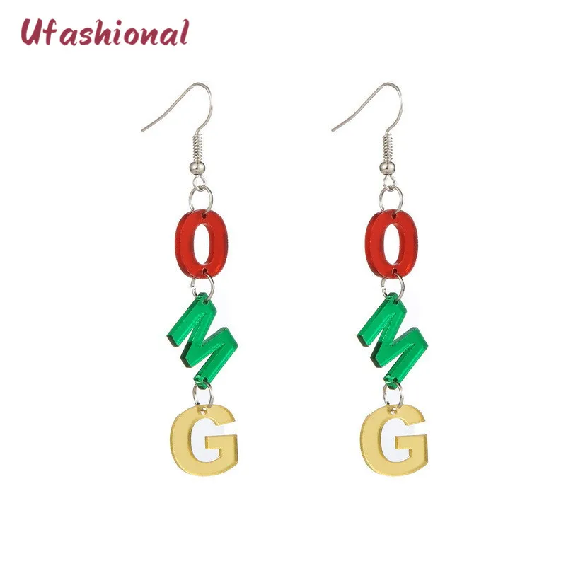 miss you yes no omg letter colorful dangle arcylic earrings big drop for women jewelry Brincos Acrylic Femme Earring | Украшения и