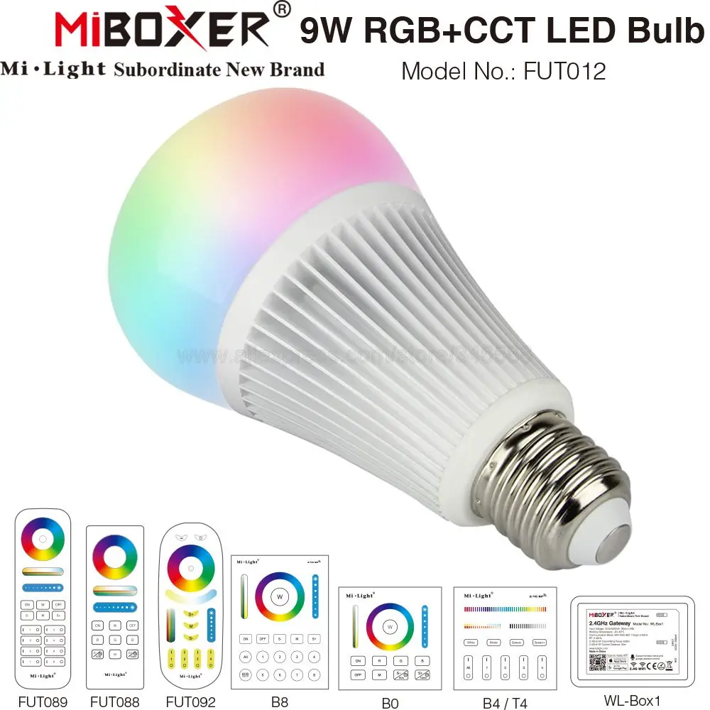 Miboxer 9 Вт E27 RGB + CCT умная WiFi светодиодсветильник лампа FUT012 AC85 265V 2 4G 4 зонное