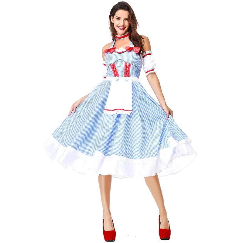 Хэллоуин волшебник Оз женщины Dorothy Gale голубое платье DG girl костюм с резинкой для