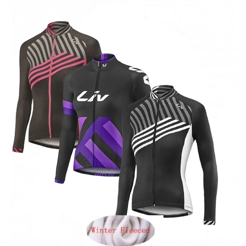 Abbigliamento ciclismo invernale 2021 LiV pro team женская зимняя теплая флисовая велосипедная Джерси