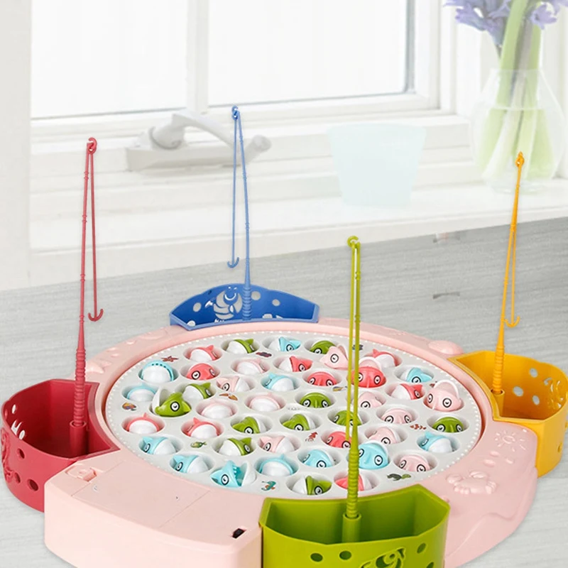 

Children's Electric Fishing Toys Music Spinning Fishing Set Kids Puzzle Parent-Child Interaction Magnetic Fishing Toys