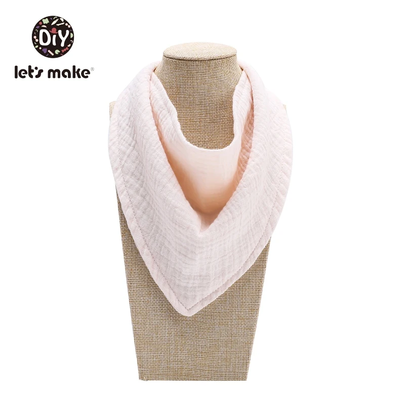 beige Let's Make/детские нагрудники, хлопковые аксессуары для новорожденных,, 1 шт., одноцветные мягкие треугольные полотенца на кнопках, Слюнявчики для кормления - Color: beige
