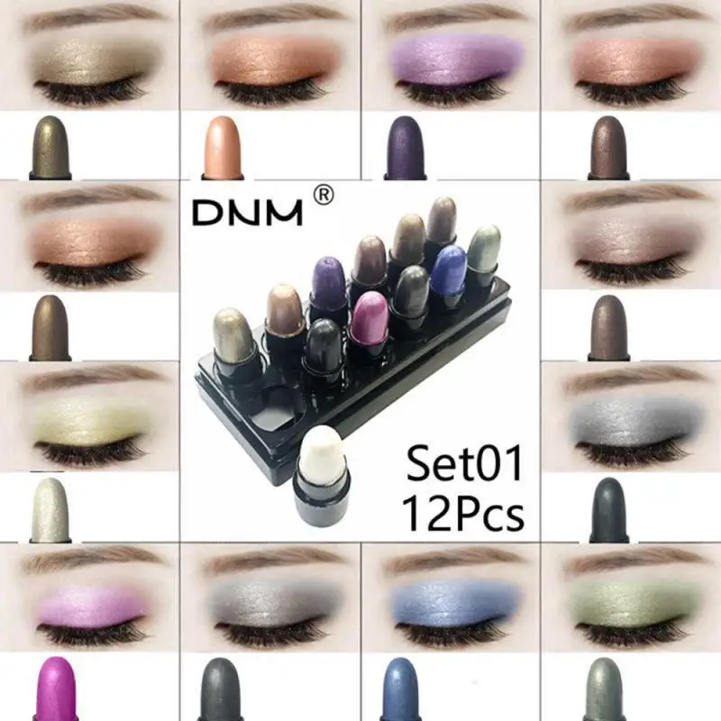 

DNM Pearlescent Silkworm Eyeshadow Pen Lasting Waterproof Not Blooming Shiny Pearl Metallic Gel Pen 12 Color Eye Shadow Pen Set