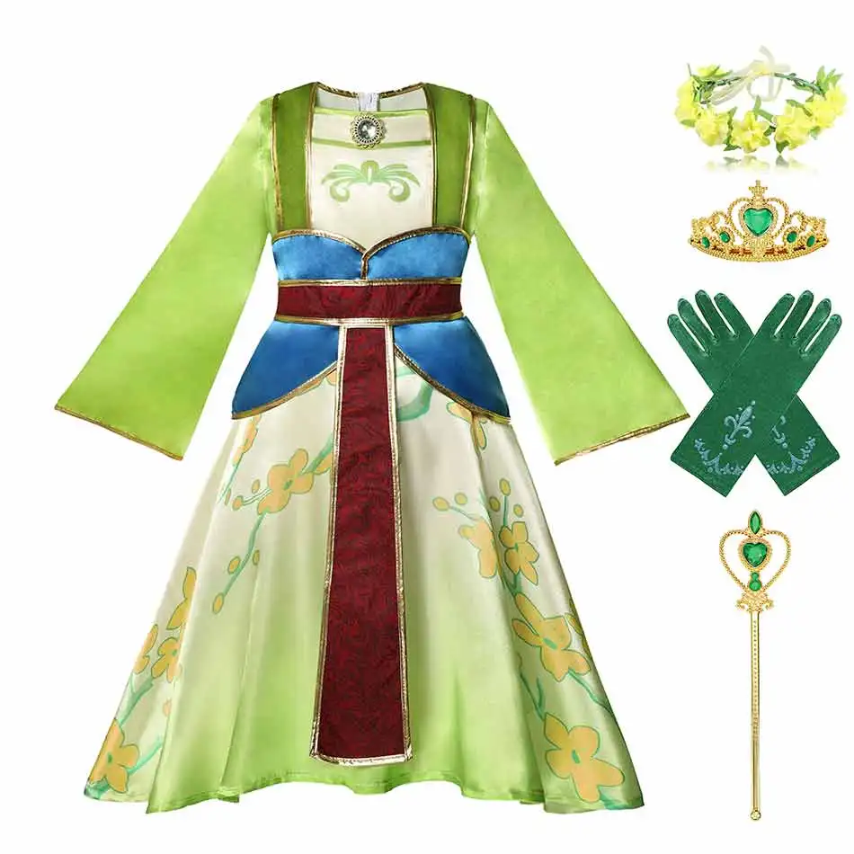 

Princess HuaMulan Costume for Girls Ancient Dynasty China Lady Ball Gown Children Mu-Lan Cosplay Disguise Princess Party Wear