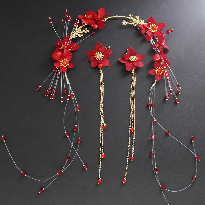

Red gold wedding accessories women hairdress beading headwear DH044