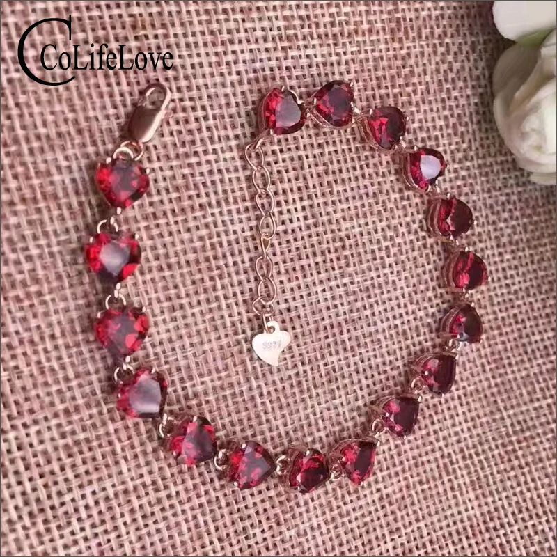 

Браслет из серебра 925 пробы с гранатом, 6 мм