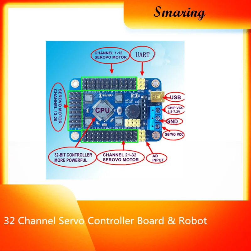 Плата серводвигателя Smarian 32 канала контроллер и ручка приемника для Arduino
