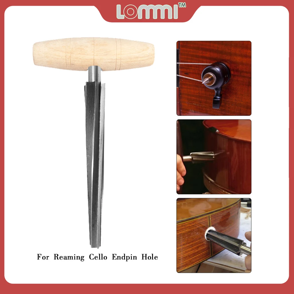 LOMMI 4/4 3/4 Cello Endpin Hole Reamer Shave 1:17 Taper Cello Neck Repair Tool Violin Luthier Tool Cello Reamer With Wood Handle