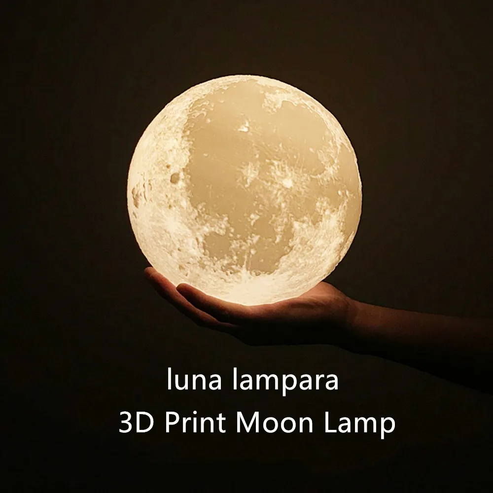 

3D Print Moon Lamp Night Light remote control 2 Color Change Touch Switch Bedroom Bookcase Home Decor Creative Gift 15cm -20cm R