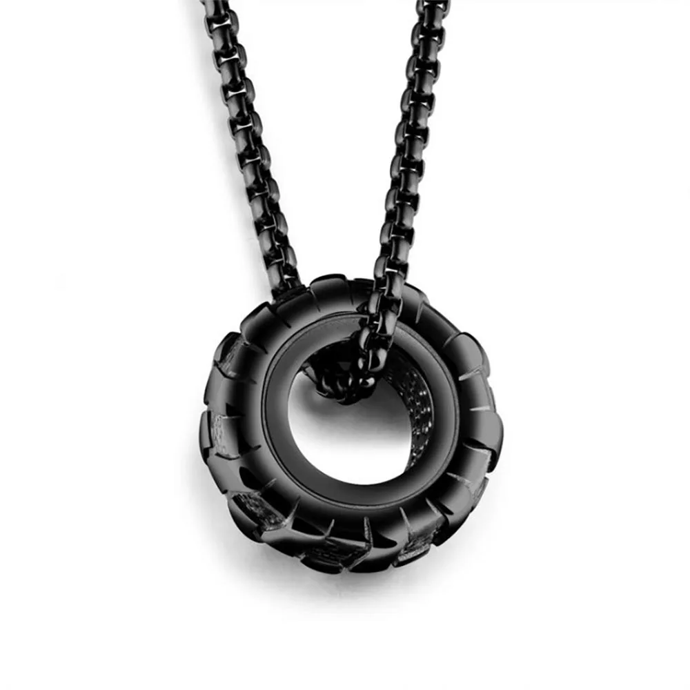 Ожерелье из нержавеющей стали с подвеской в виде черной шины золотые ожерелья