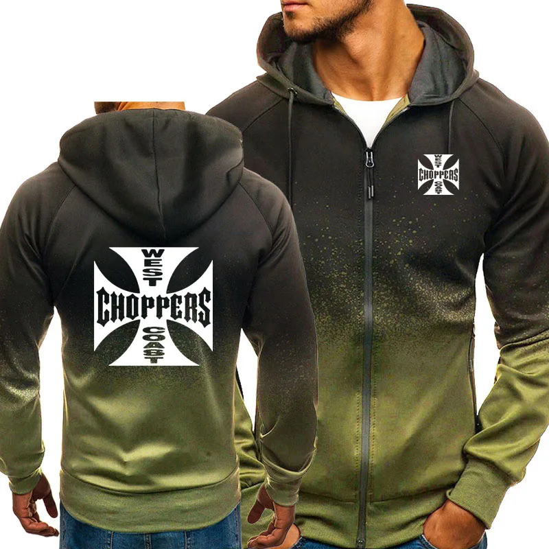 

Spring Autumn Sweatshirt West Coast Choppers Gradient Jacket Men Streetwear Fleece Zipper Hoodies Men Hip Hop Harajuku Tracksuit