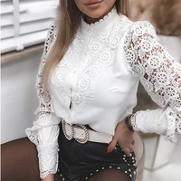 wywmy crochet embroidery lace blouses women spring summer fashion casual lace long sleeved v neck button top womens clothing