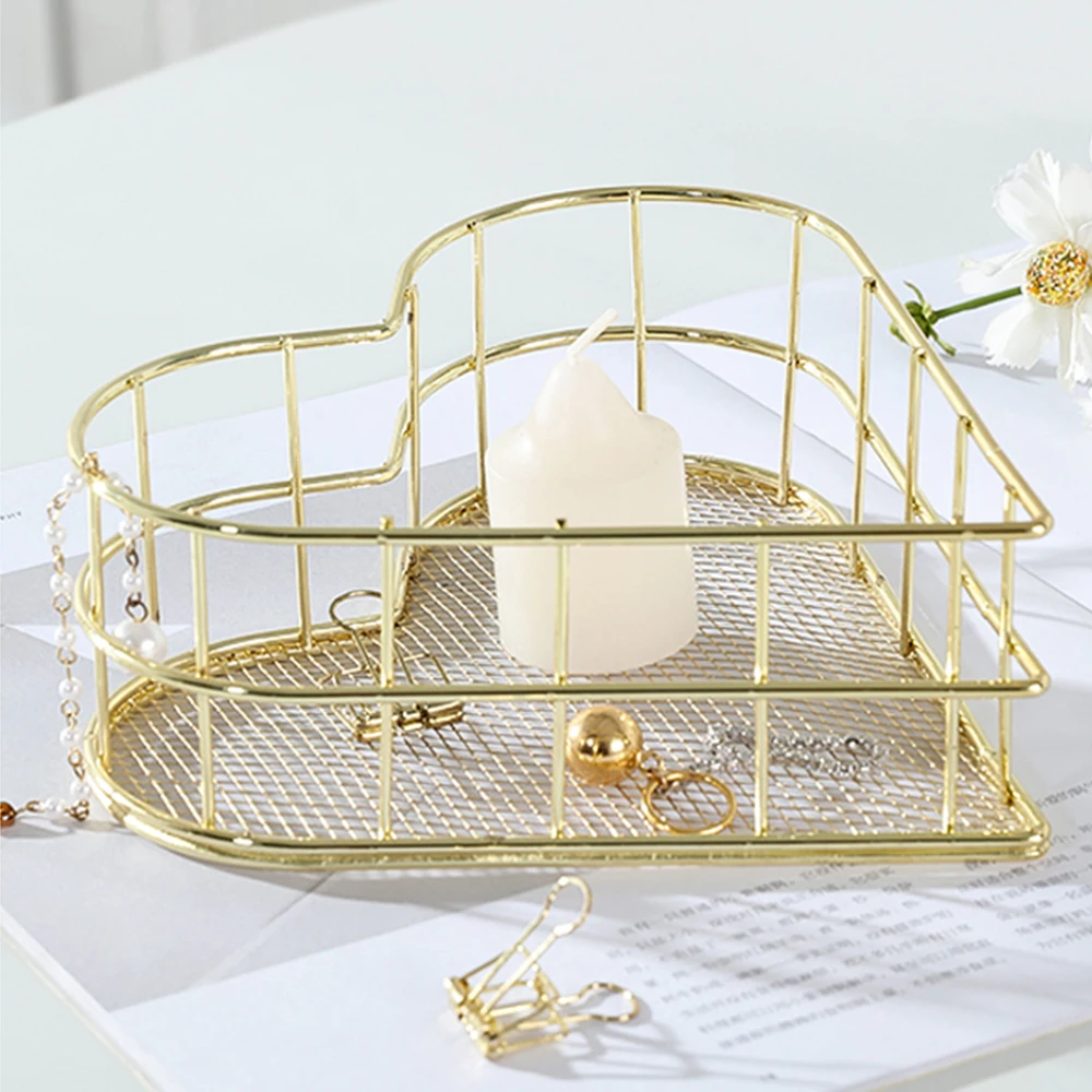 Корзина для хранения ювелирных изделий из золотистого металла корзина косметики