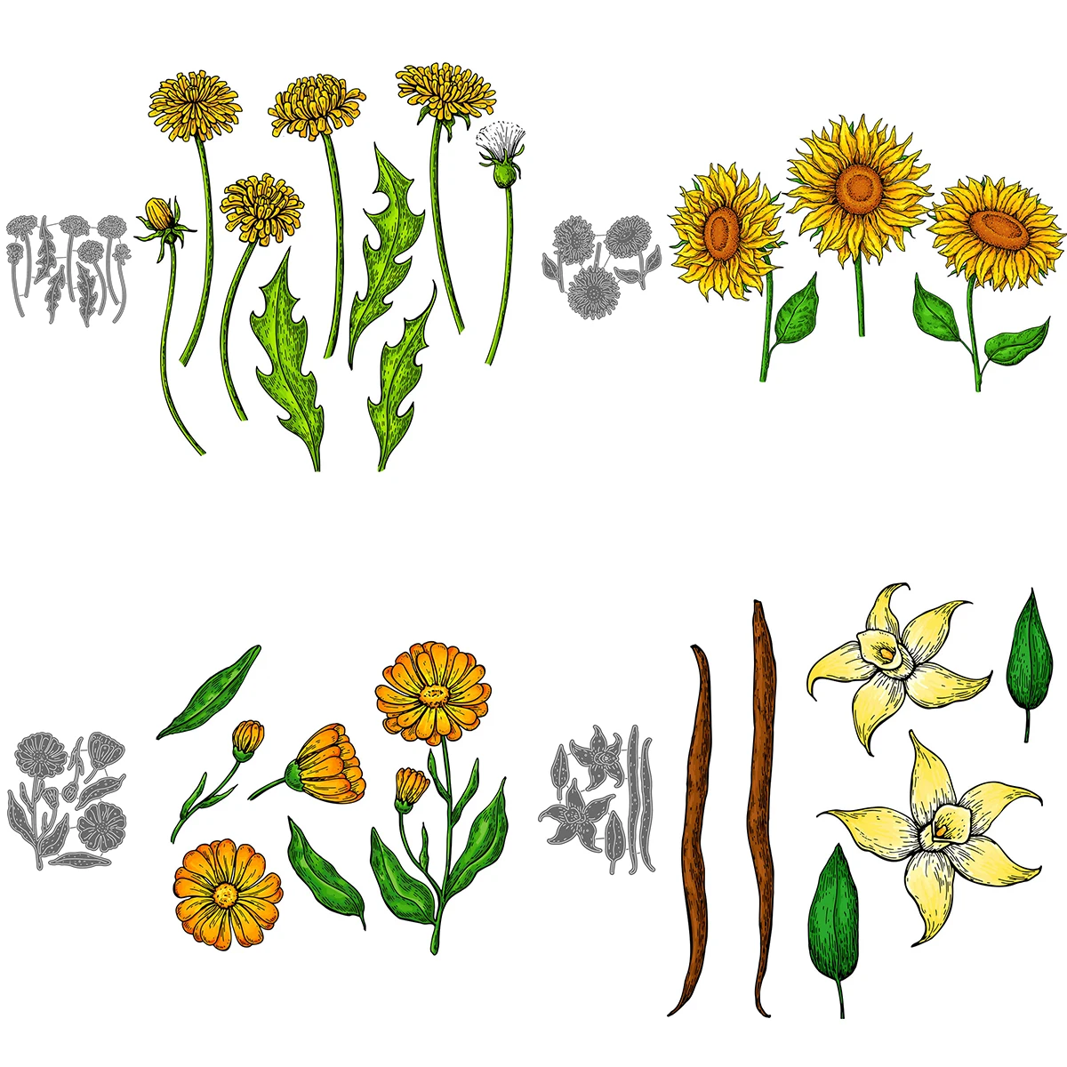 Набор изолированных форм для резки цветов и листьев металлические ремесленные